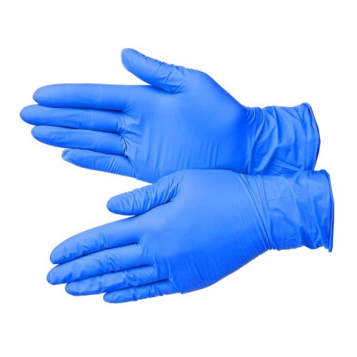 Перчатки голубые нитриловые(размер L)