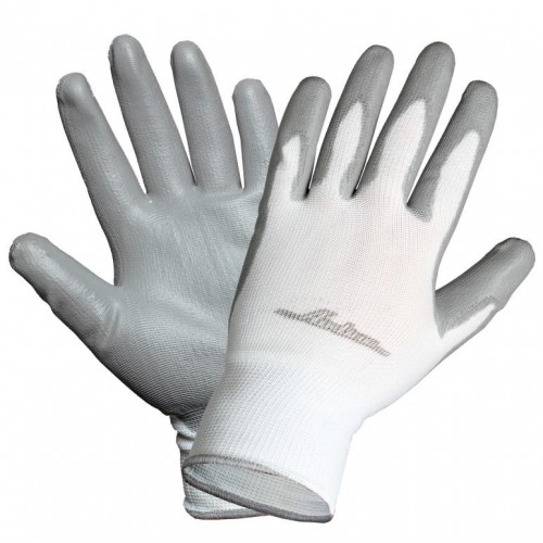 Перчатки нейлоновые белые с серым нитриловым покрытием 12/240, размер L 