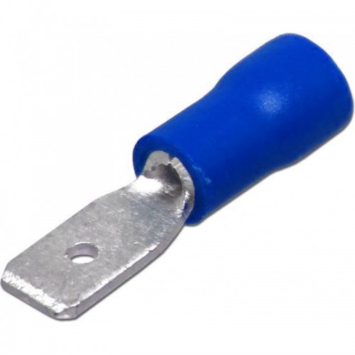 Клемма ножевая 6.3 МАМА в полной термоусадочной изоляции синий (упак. 100 шт.)