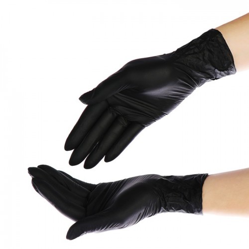Нитриловые перчатки. чёрные. размер S (100шт.)